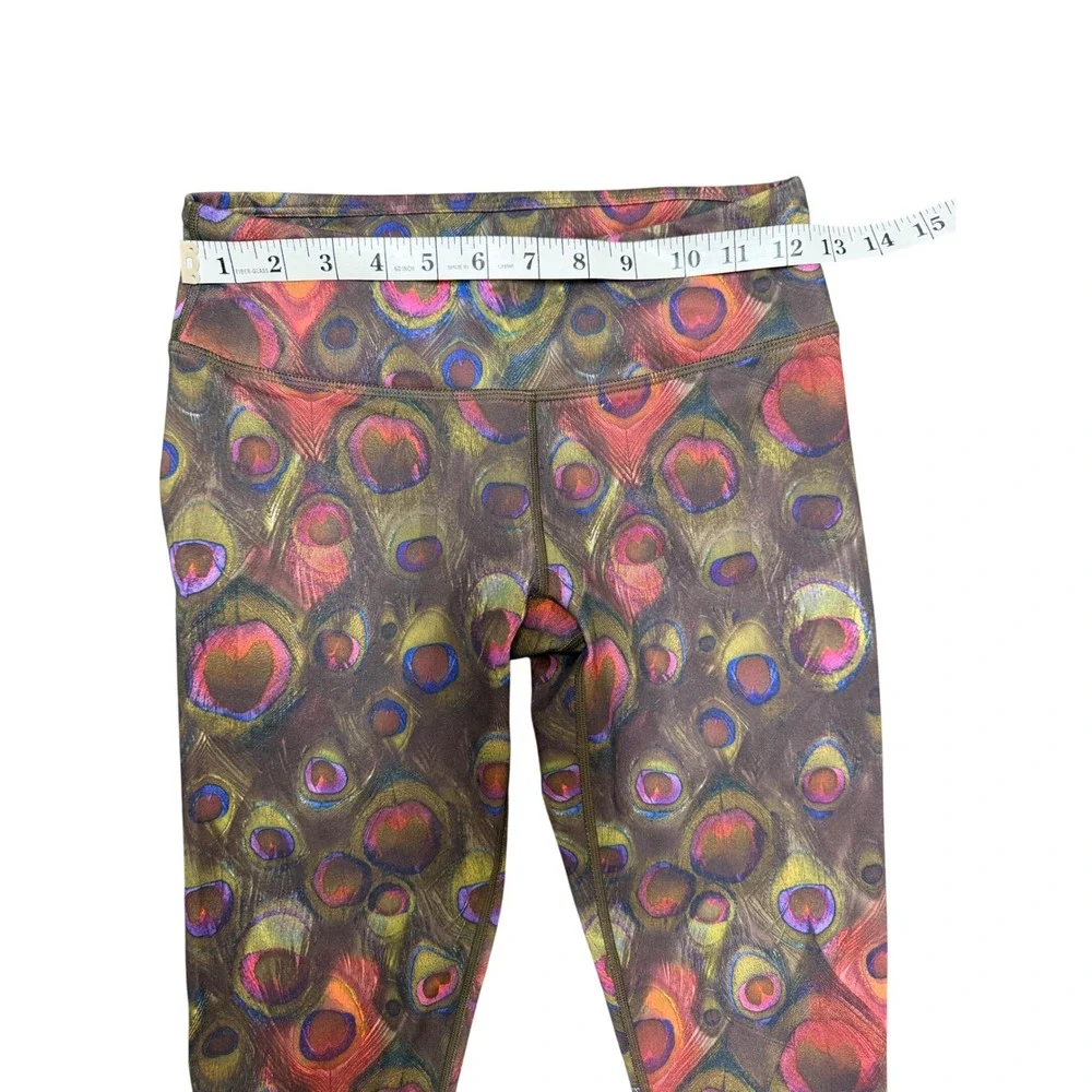 Fabletics Peacock Feather Leggings Womens XXS Yoga Gym Boho Festival Athleisure